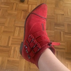 Red Suede Booties